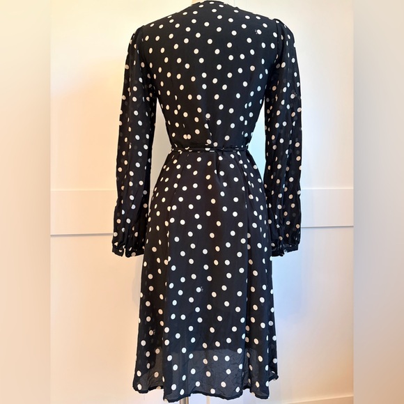 Realisation Par Sheer Silk Black & White Polka Dot Wrap Dress - Picture 2 of 10